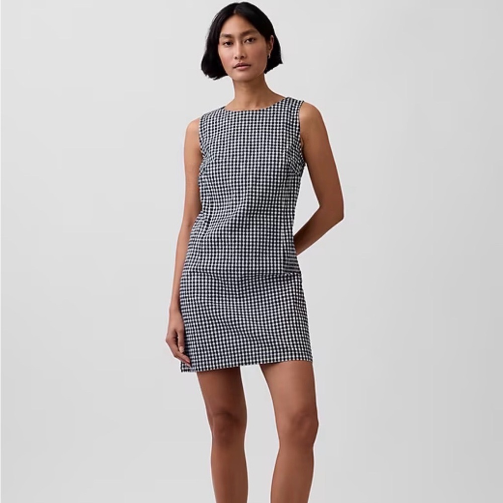 Old Navy Linen Blend Gingham Shift Mini Dress with Pockets